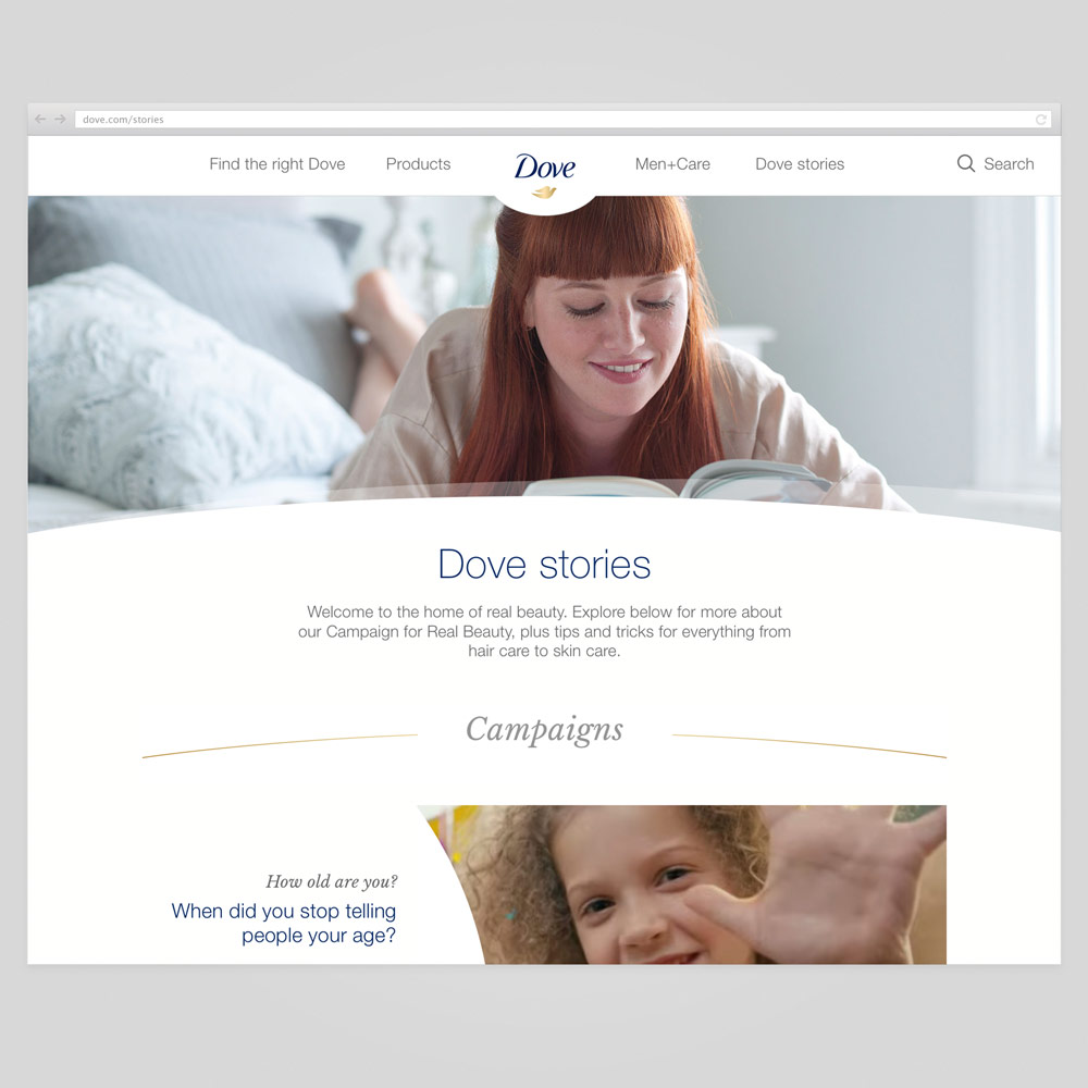 Dove stories hub page design
